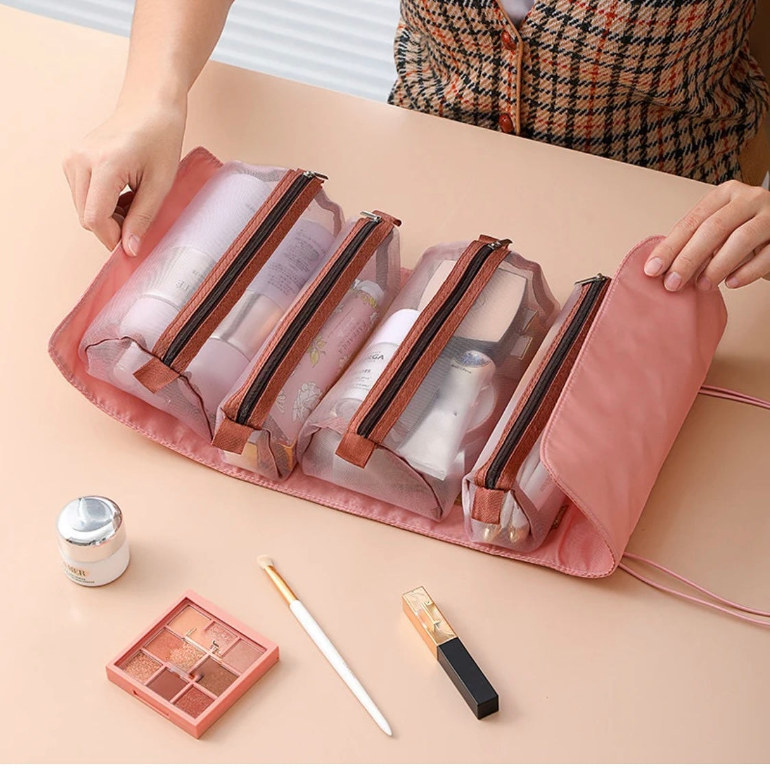 Folding cosmetic deals bag